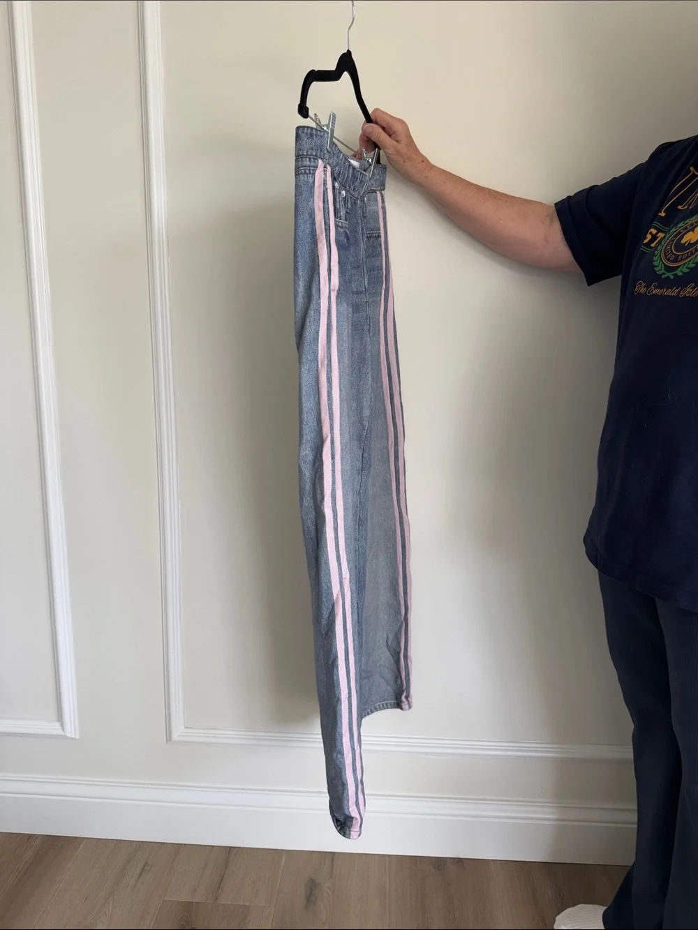 rag & bone Light Blue Jeans with Pink Side Stripes